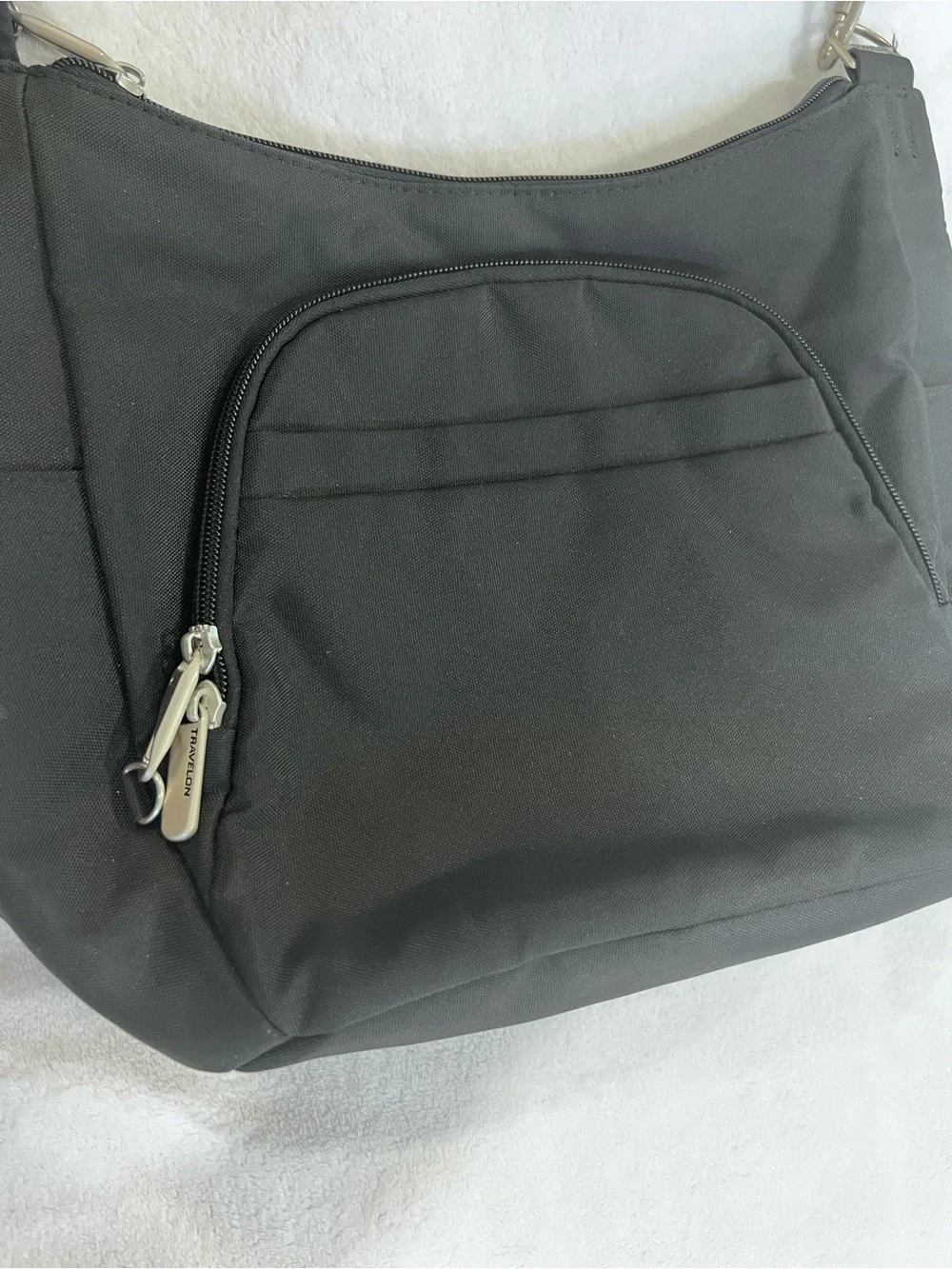 Travelon Black Nylon Crossbody Travel Bag Organizer Multi Pocket Lightweight